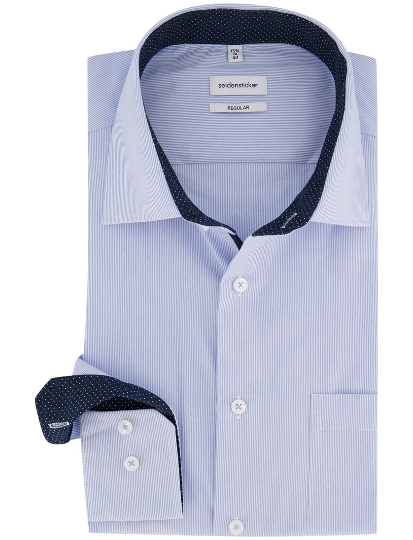 Seidensticker business overhemd Regular normale fit lichtblauw gestreept