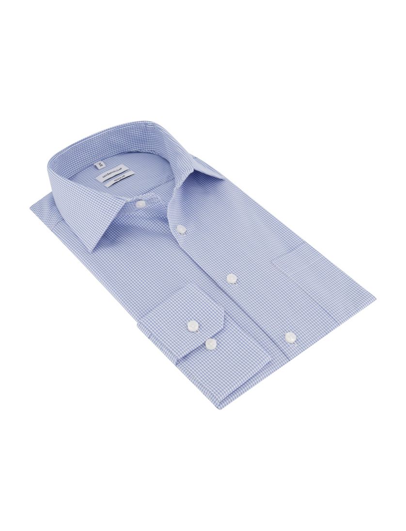 Seidensticker business overhemd Regular blauw geruit
