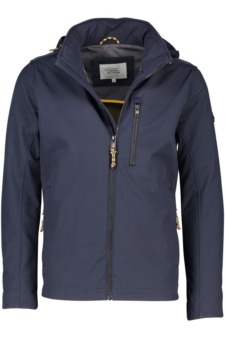 Camel Active jas donkerblauw borstzak kort model capuchon afneembaar