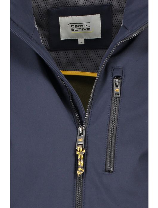 Camel Active jas donkerblauw borstzak kort model afneembare capuchon