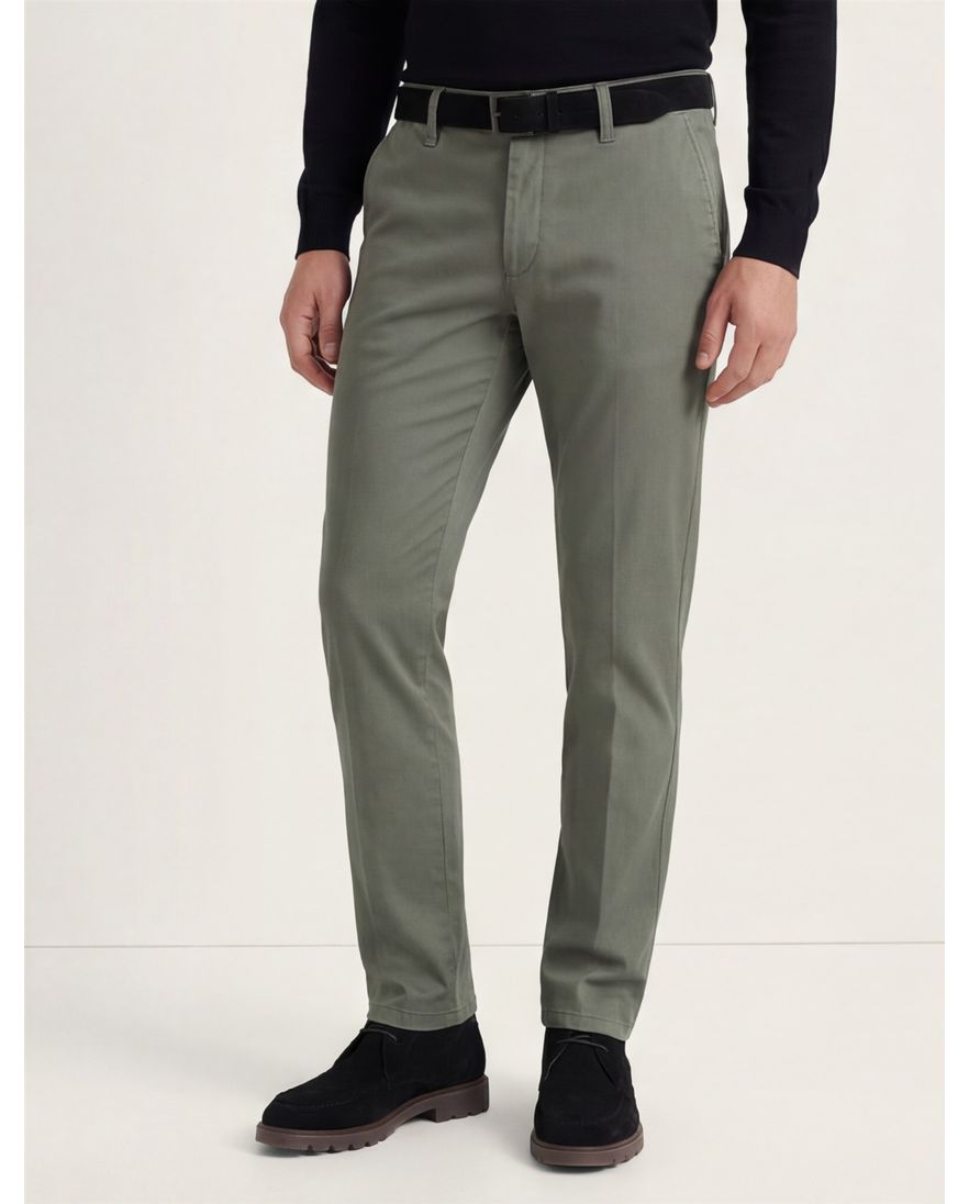Meran chino M.E.N.S. olijfggroen met stretch modern fit