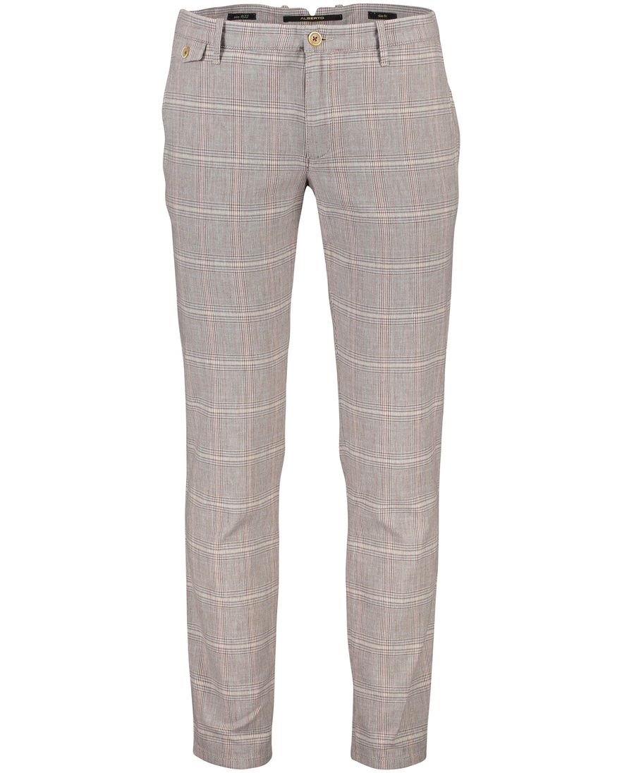 Alberto chino rood beige geruit