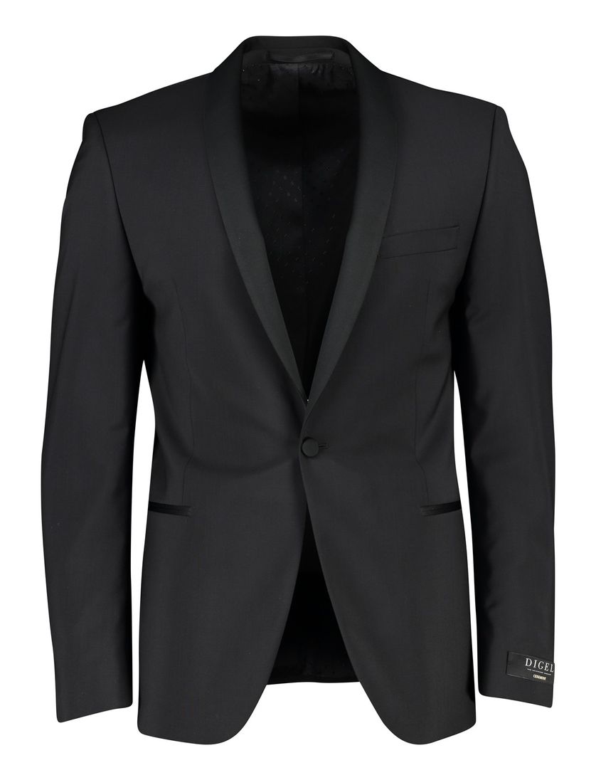 Digel colbert smoking zwart effen wol normale fit Juan