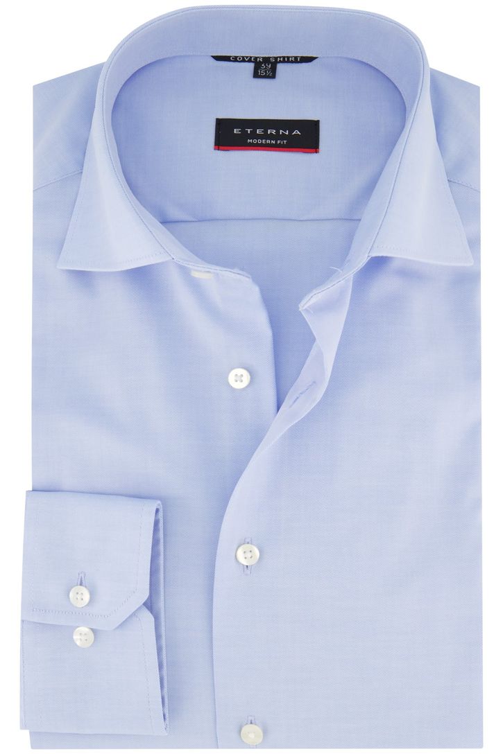 Eterna overhemd mouwlengte 7 Modern Fit normale fit lichtblauw effen 100% katoen