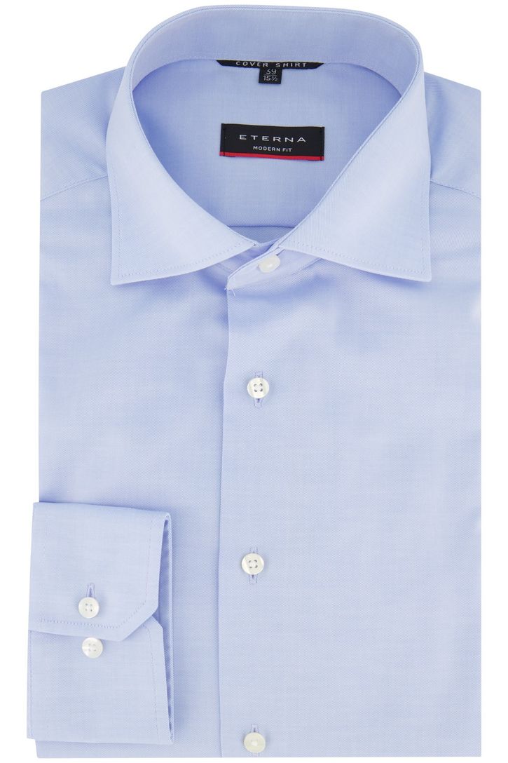 Eterna overhemd mouwlengte 7 Modern Fit normale fit lichtblauw effen 100% katoen