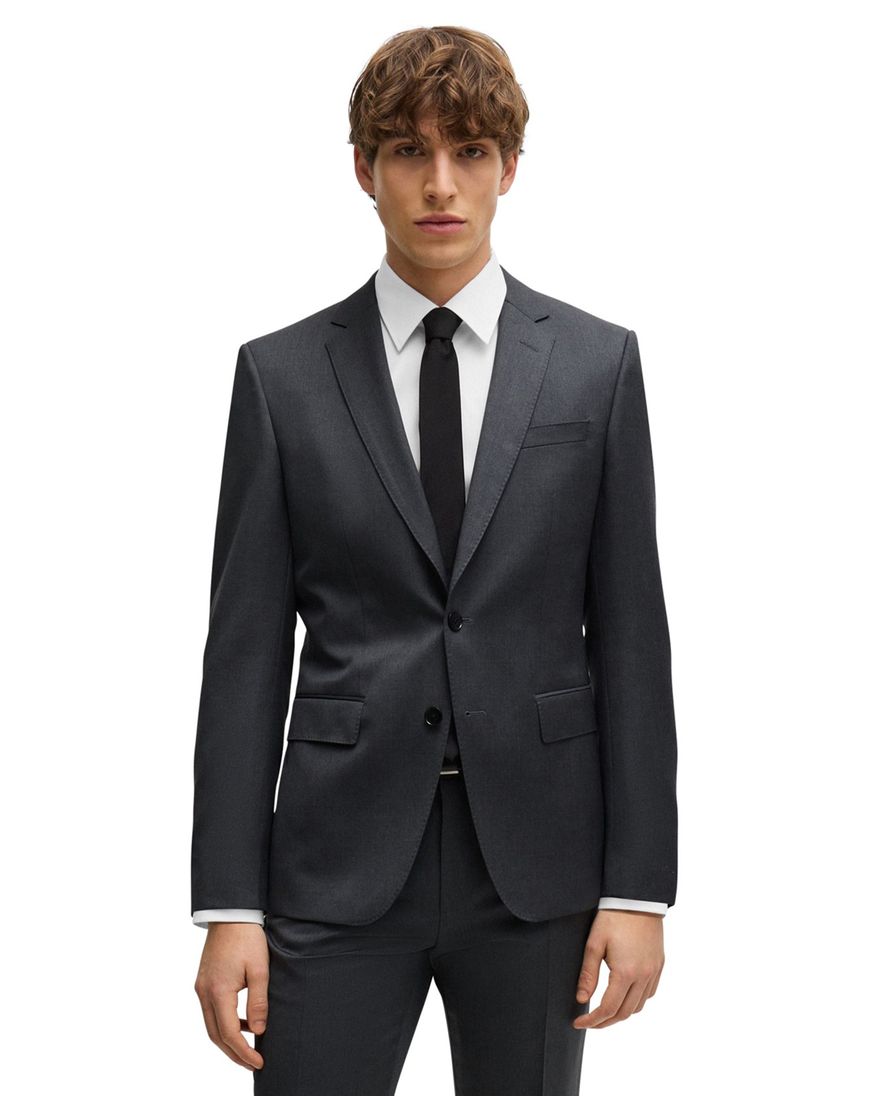 Hugo Boss colbert mix & match grijs effen wol slim fit H-Huge-B1