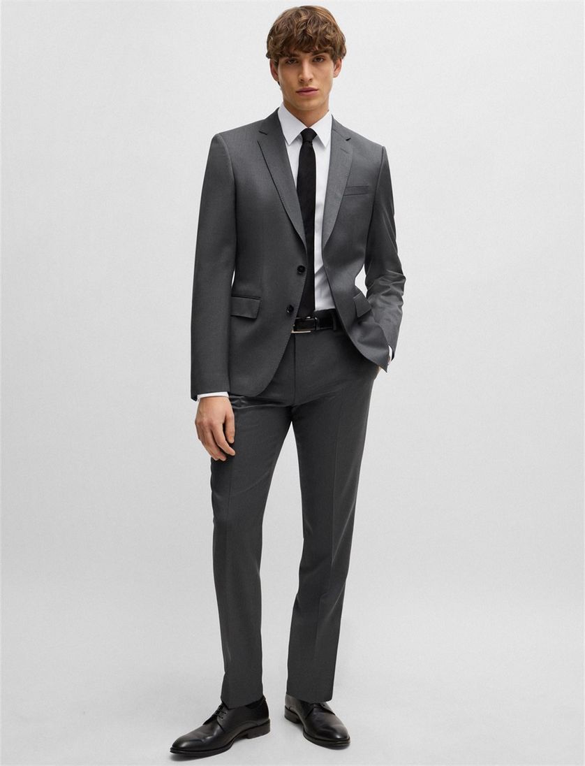 Hugo Boss pantalon mix en match grijs effen wol slim fit Genius