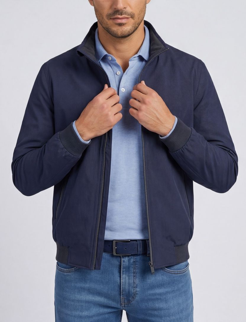 Portofino zomerjas wol donkerblauw normale fit