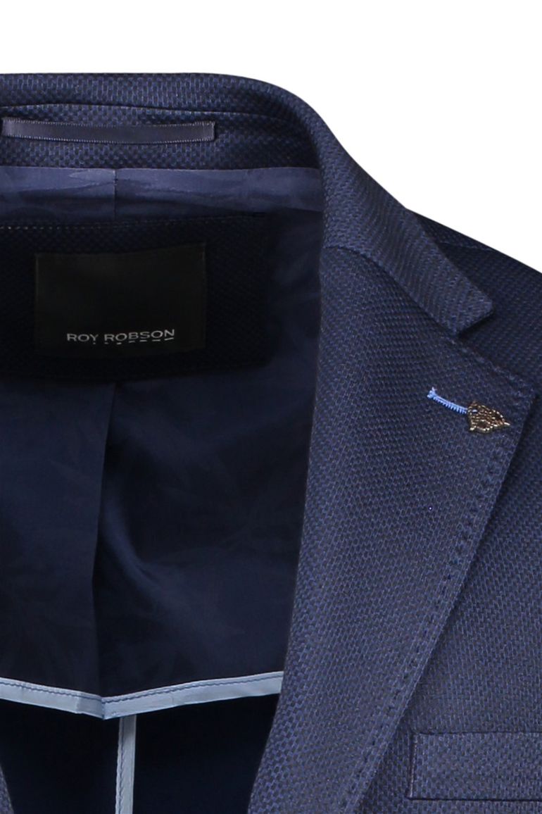 Roy Robson colbert donkerblauw geruit normale fit