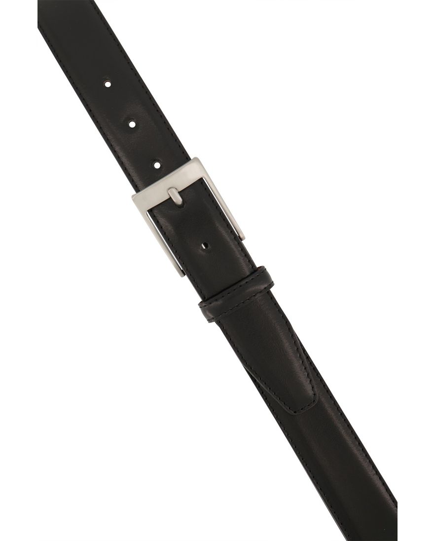 Lindenmann riem zwart leer zilveren gesp