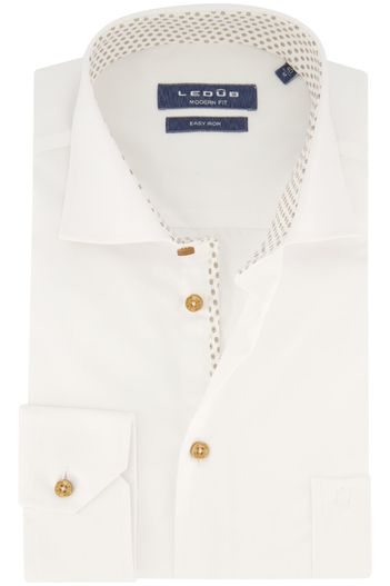 Ledub Ledub overhemd normale fit wit effen