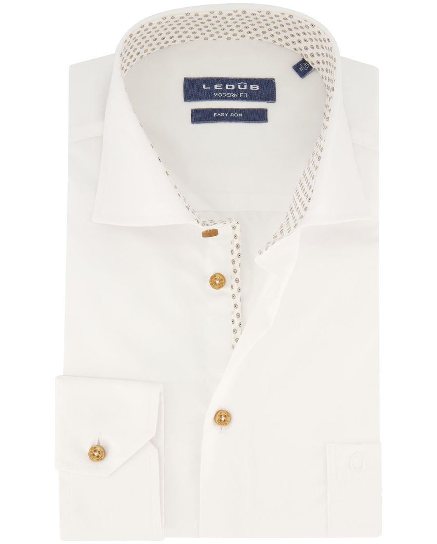 Ledub overhemd normale fit wit effen