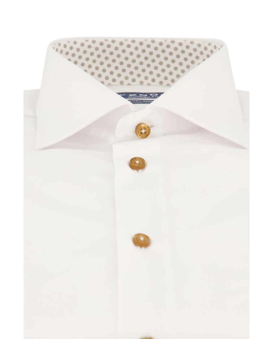 Ledub overhemd normale fit wit effen