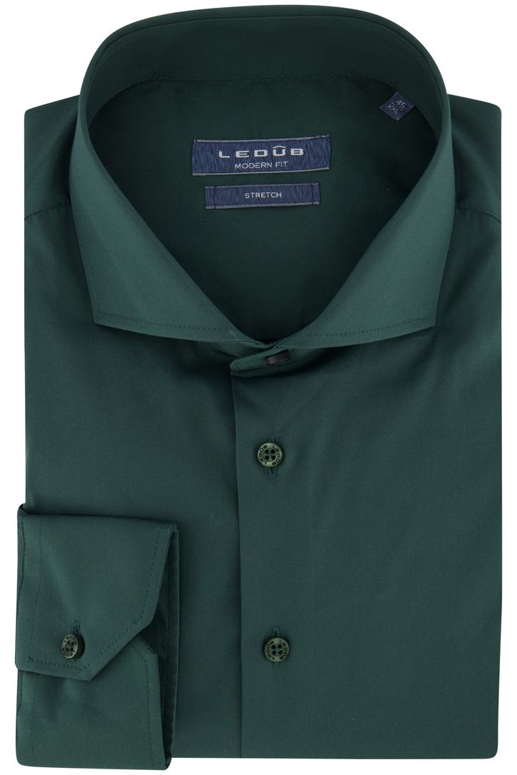 Ledub zakelijk overhemd Modern Fit groen effen katoen