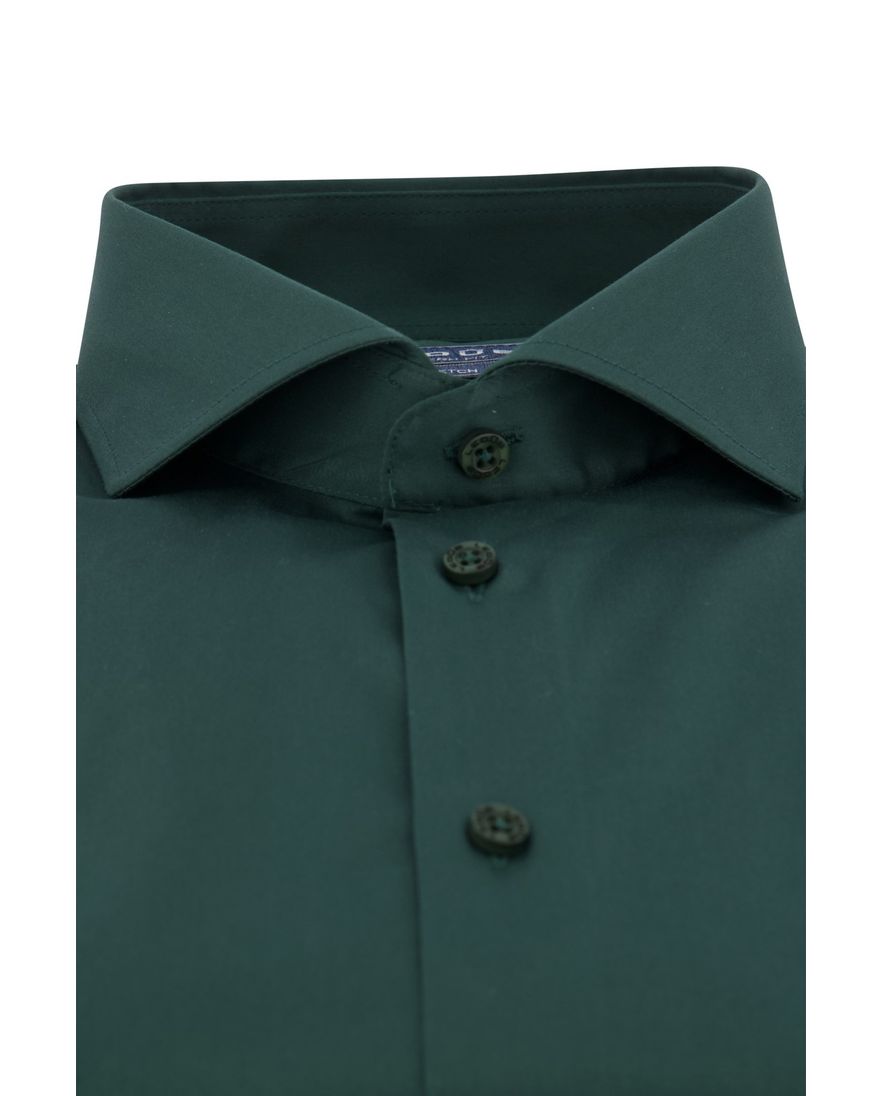 Ledub business overhemd Modern Fit donkergroen uni katoen-stretch