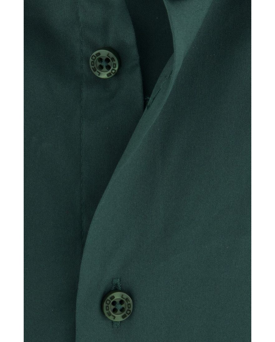 Ledub business overhemd Modern Fit donkergroen uni katoen-stretch