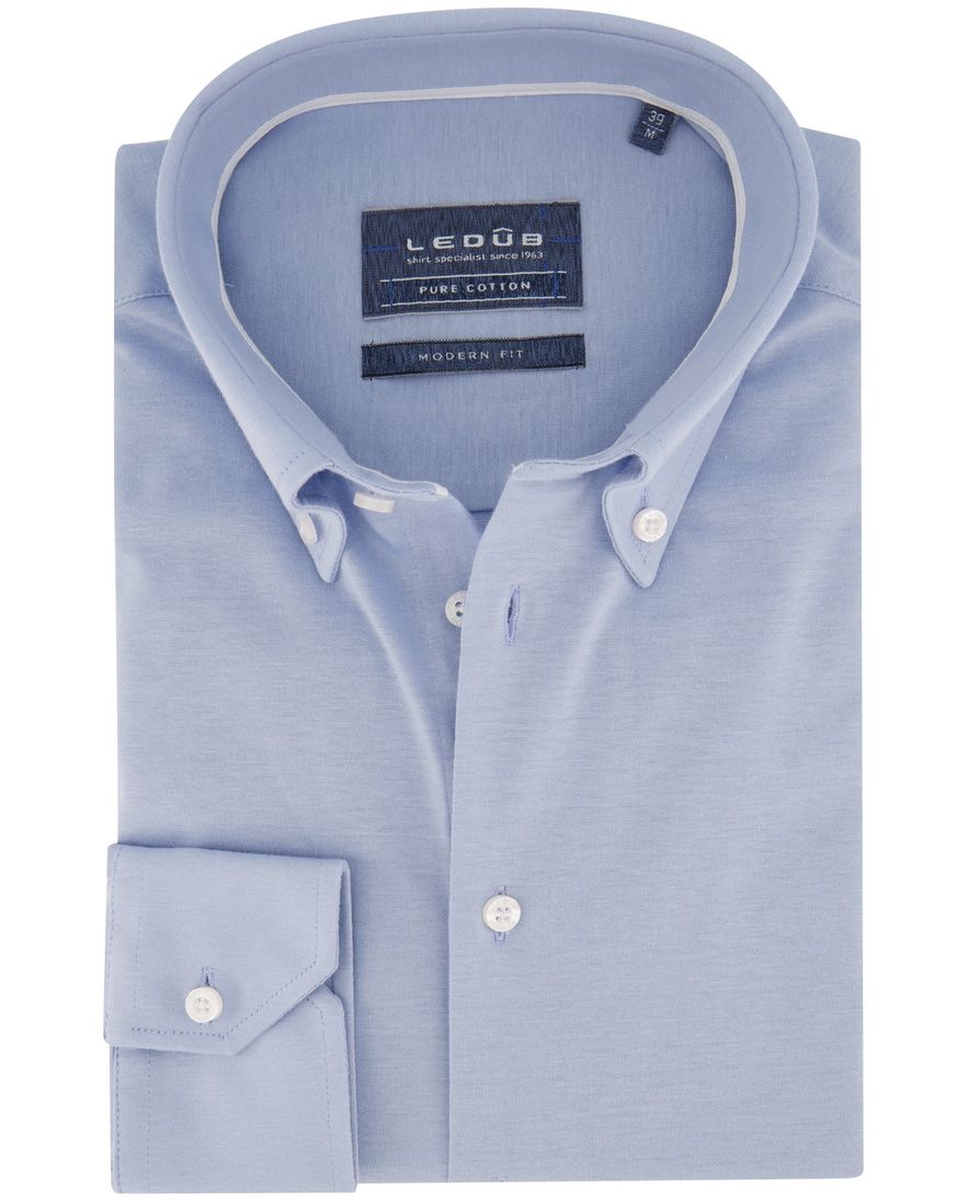 Ledub overhemd mouwlengte 7 normale fit lichtblauw