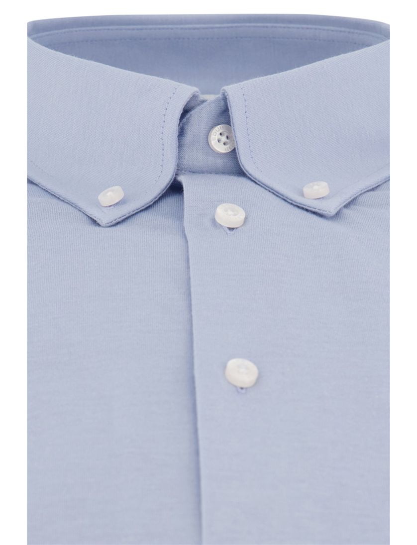 Ledub overhemd mouwlengte 7 Modern Fit lichtblauw effen katoen normale fit