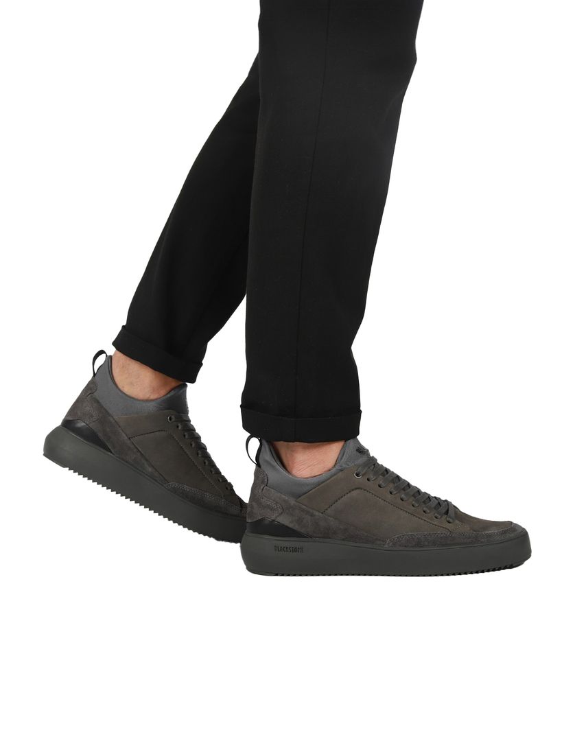 Blackstone sneakers effen leer grijs