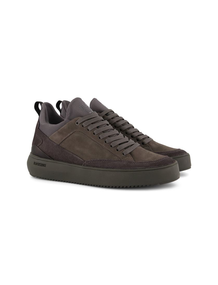 Blackstone sneakers effen leer grijs
