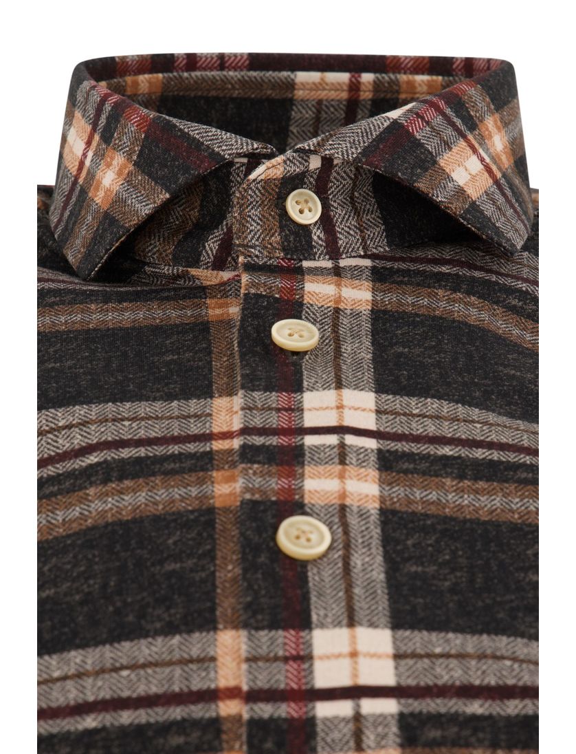 Blue Industry casual overhemd bruin geruit katoen normale fit