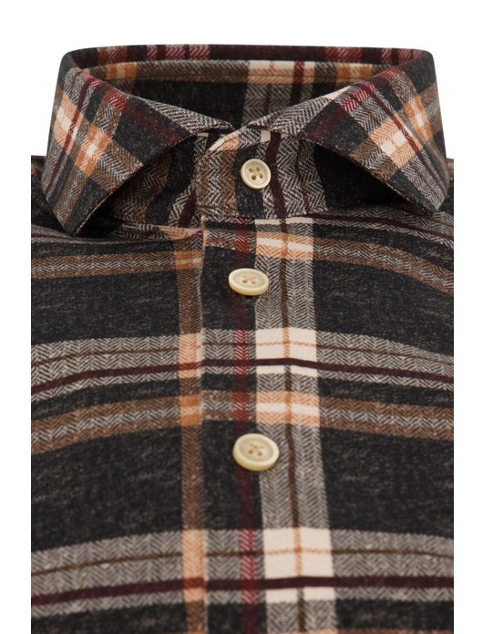 casual overhemd Blue Industry bruin geruit katoen normale fit