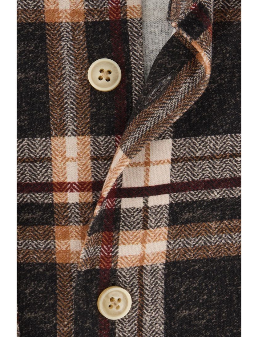 Blue Industry casual overhemd bruin geruit katoen normale fit