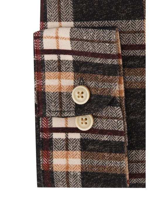 casual overhemd Blue Industry bruin geruit katoen normale fit