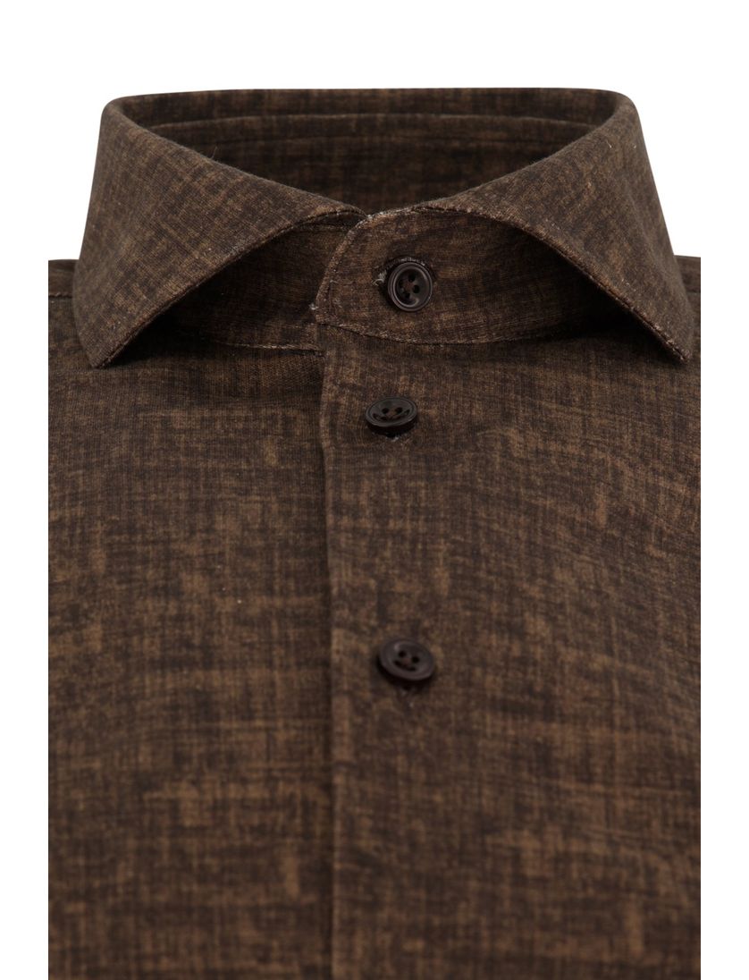 Blue Industry casual overhemd bruin geprint katoen slim fit