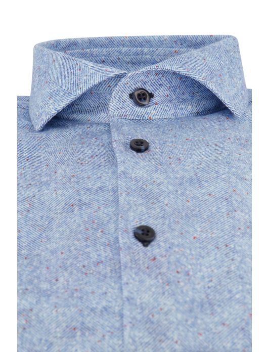 casual overhemd Blue Industry blauw geprint katoen slim fit