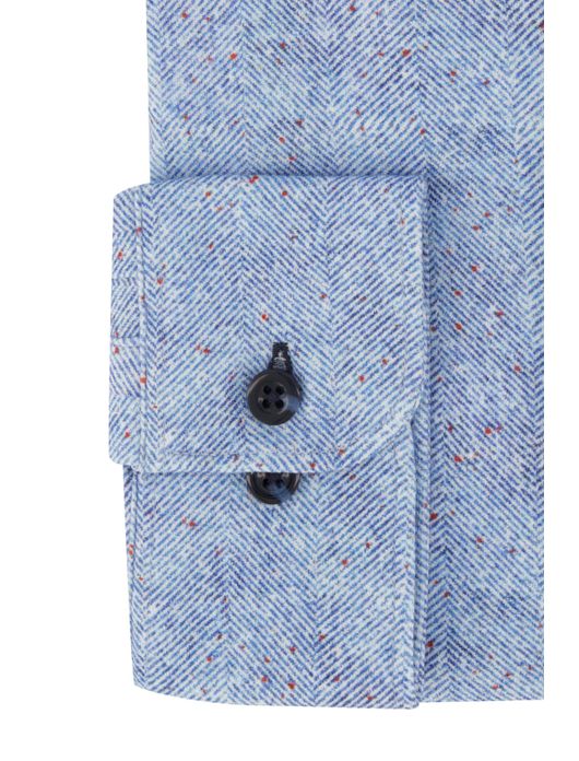 casual overhemd Blue Industry blauw geprint katoen slim fit