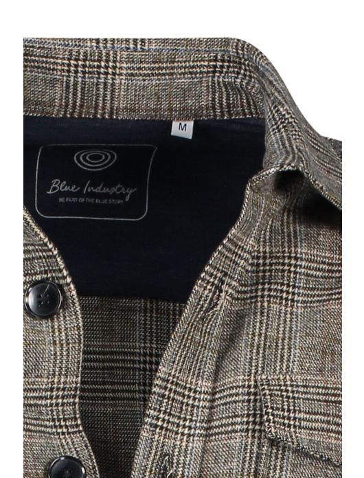 casual overhemd Blue Industry grijs geruit katoen overshirt knopen
