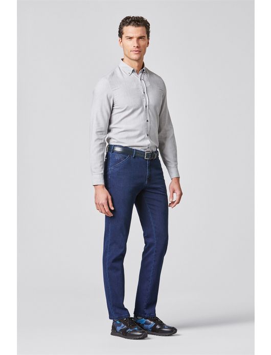 jeans Meyer blauw effen katoen, polyester, stretch, wol Chicago