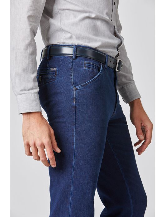 jeans Meyer blauw effen katoen, polyester, stretch, wol Chicago