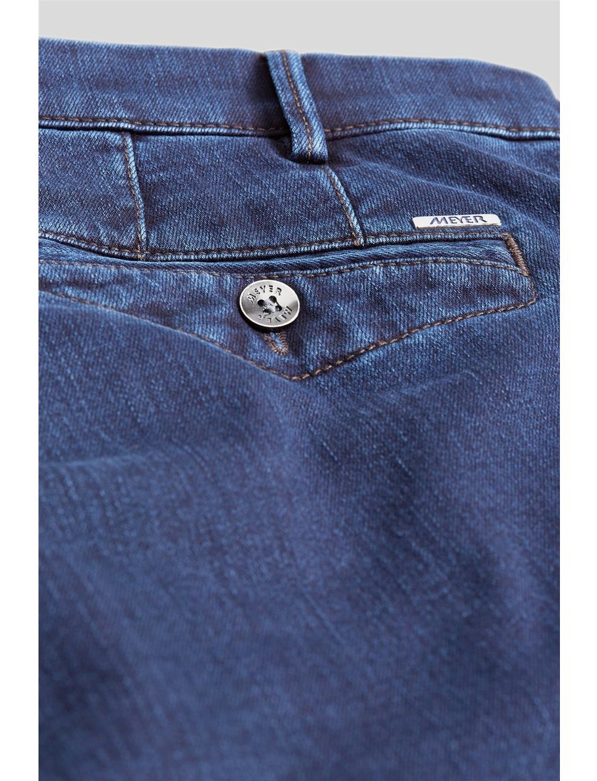 Meyer jeans Chicago effen blauw katoen normale fit
