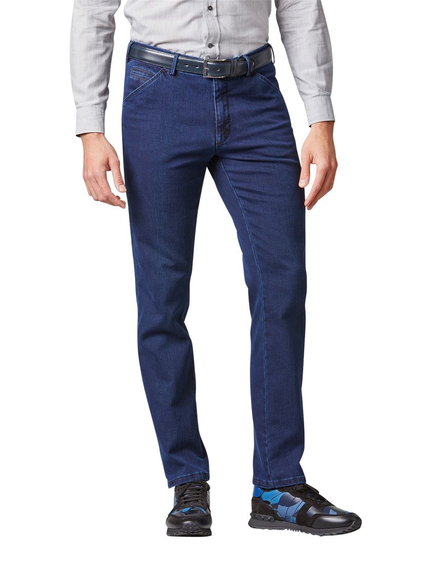 Meyer jeans Chicago effen blauw katoen normale fit