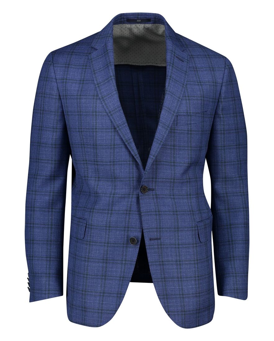 Blauw geruit Dressler colbert wol slim fit herenmode