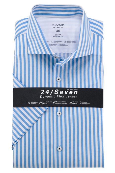 Olymp overhemd korte mouw Luxor modern fit lichtblauw