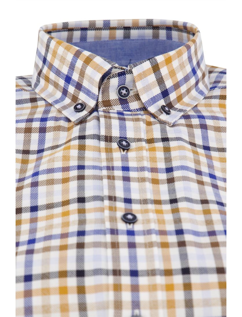 Giordano casual geruit overhemd overhemd bruin katoen wijde fit