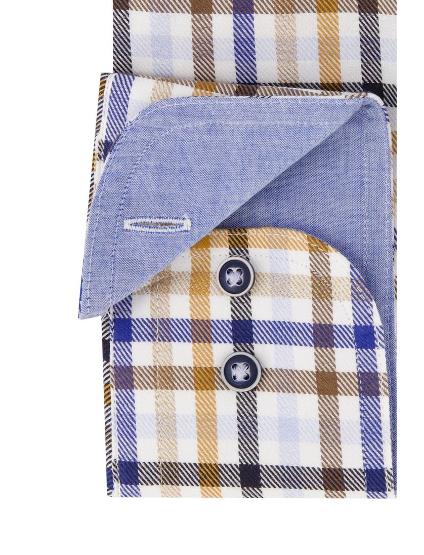 Giordano casual geruit overhemd overhemd bruin katoen wijde fit