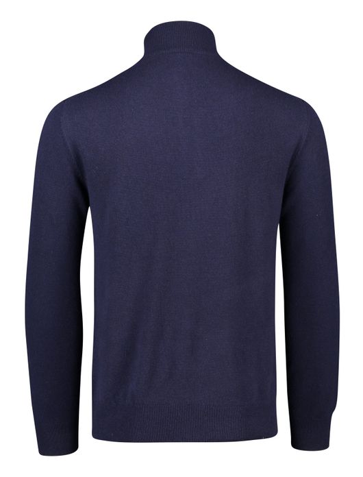 trui Polo Ralph Lauren donkerblauw effen merinowol opstaande kraag