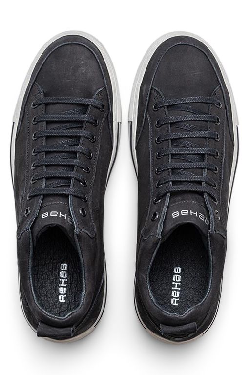 Rehab sneakers Craig effen leer zwart