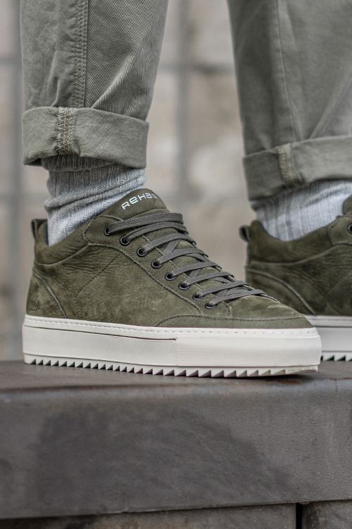 Rehab sneakers Craig effen leer groen