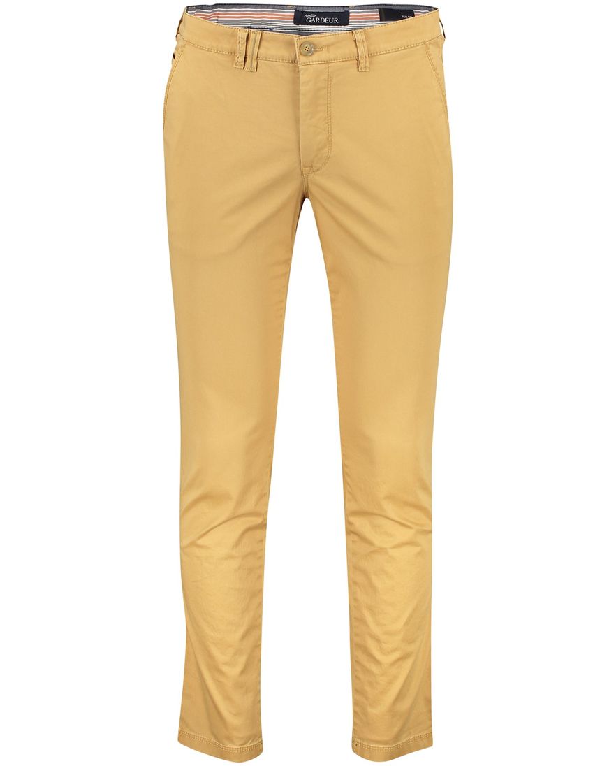 Gardeur katoenen broek geel effen katoen