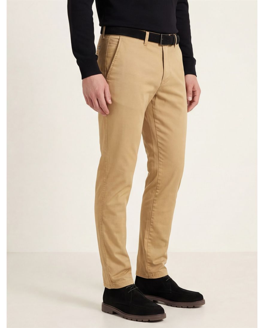 Gardeur katoenen broek geel effen katoen