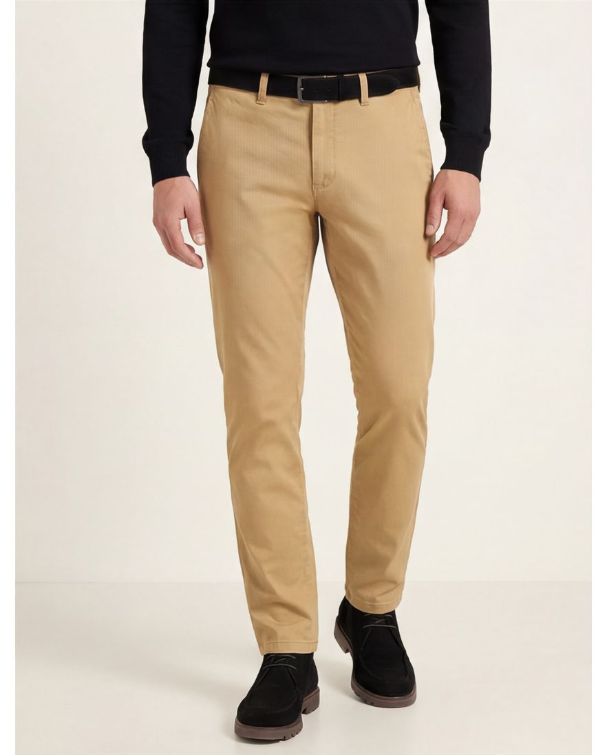 Gardeur katoenen broek geel effen katoen