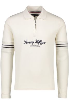 Tommy Hilfiger Tommy Hilfiger trui wit geprint katoen half zip
