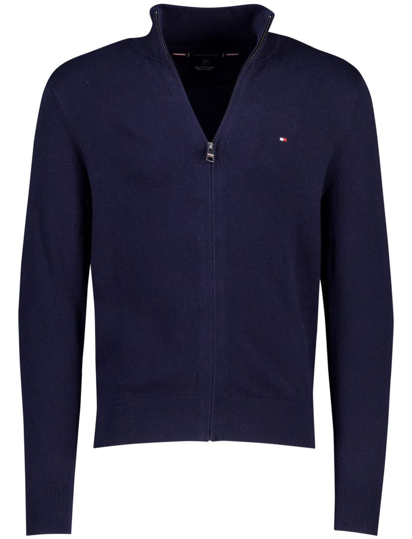 Tommy Hilfiger vest effen katoen donkerblauw