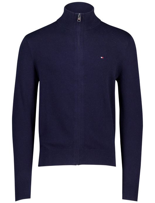 vest Tommy Hilfiger blauw effen katoen opstaande kraag rits