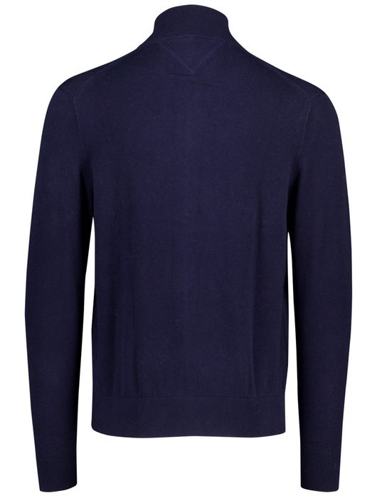 vest Tommy Hilfiger blauw effen katoen opstaande kraag rits